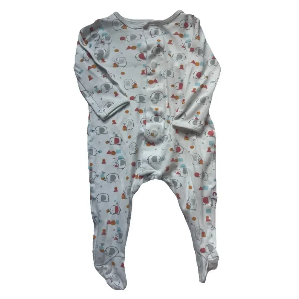 EMC2 Easy Magnetic Close Baby Elephant Footie Sleeper 3-6M Cotton